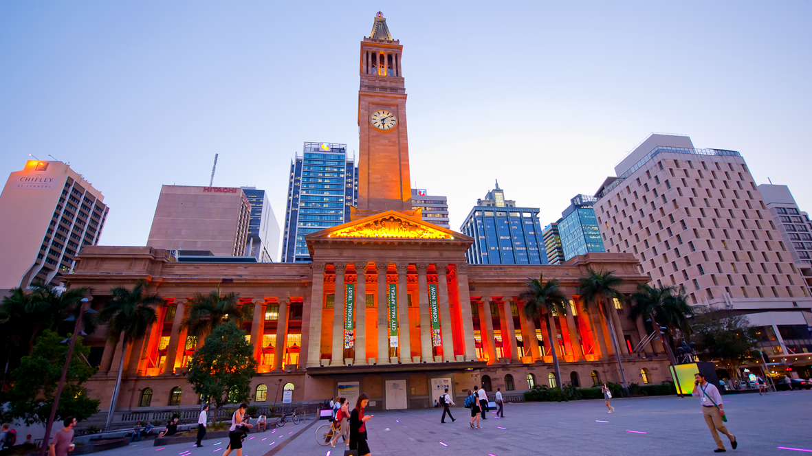 Drive past Brisbane City Hall in your car rental